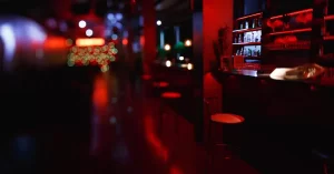 Bar and service area inside an Australian club