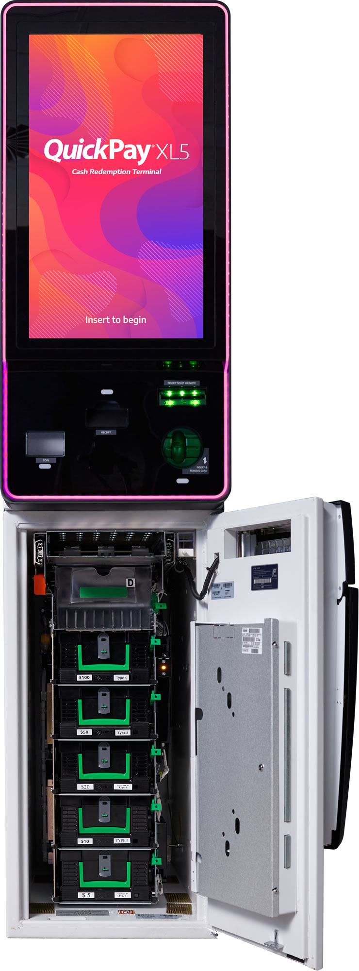 QuickPay XL5 five-cassette cash redemption terminal for pubs and clubs